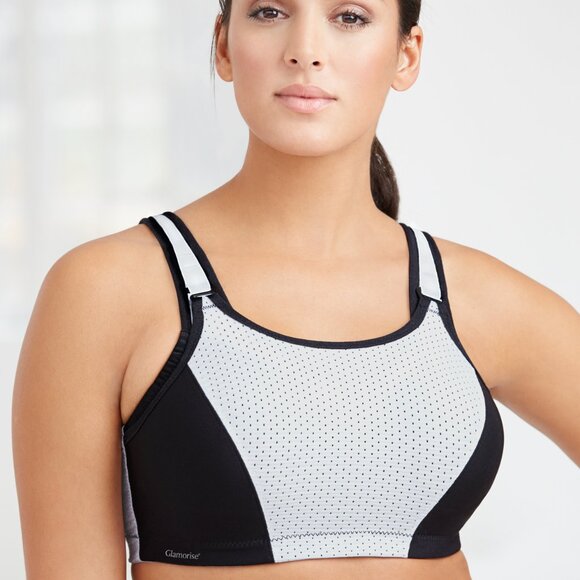 Glamorise SPORT Bra 32DD (DOUBLE-LAYER) Wicking (PADDED-STRAPS) WHITE NEW - Picture 12 of 14